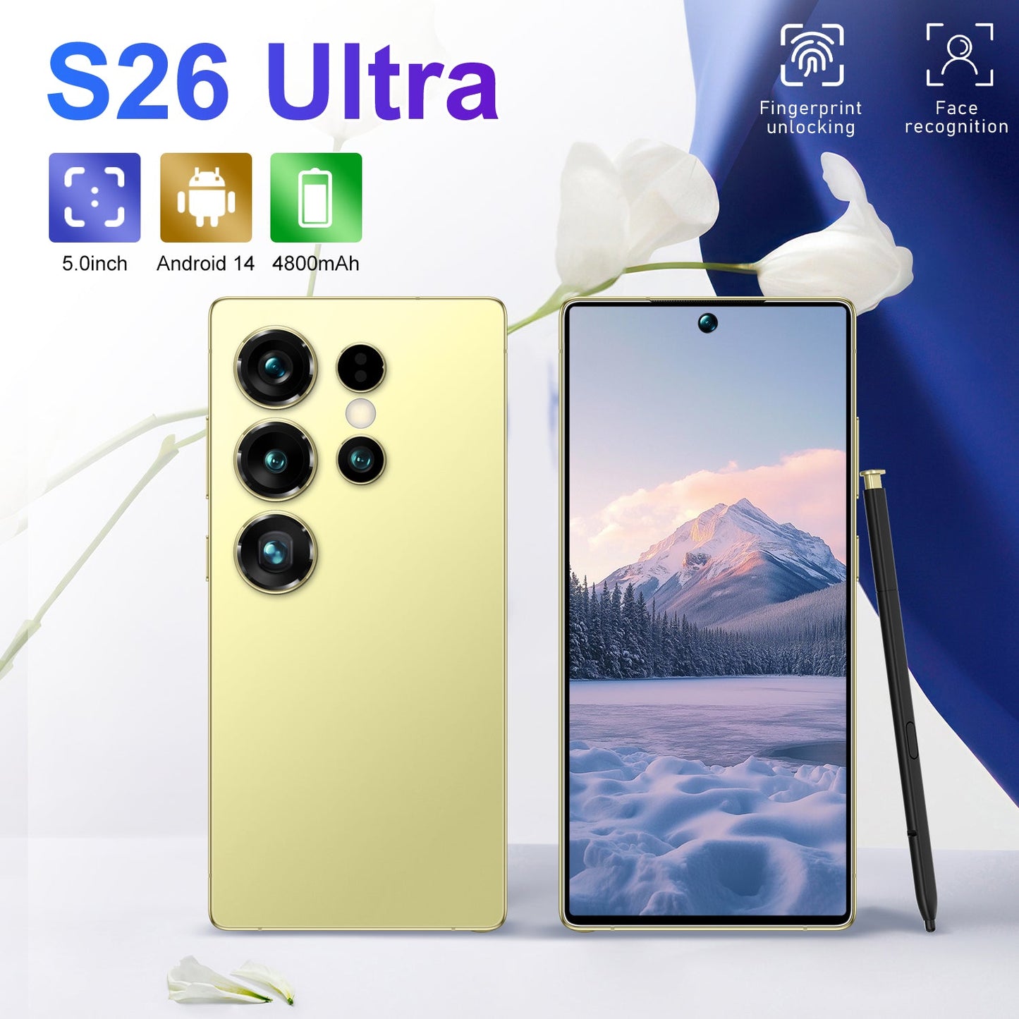 S26 Ultra Mini Smartphone 5.0 Inch 6GB+128GB Android 14 Smartphone 5G HD Screen Face Unlock